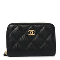 Caviar Quilted Zip Coin Purse Black