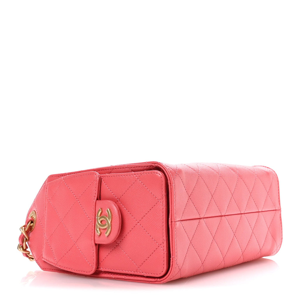 Chanel Caviar Quilted Mini Chanel 25 Handbag Coral