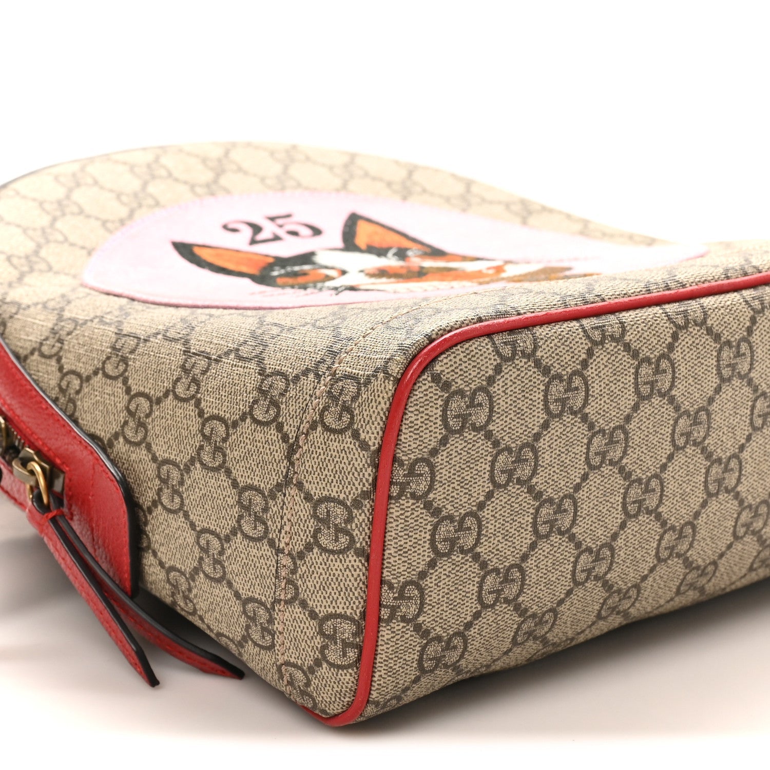 Gucci GG Supreme Monogram Web Bosco Patch Dome Backpack Beige Malva Hibiscus Red