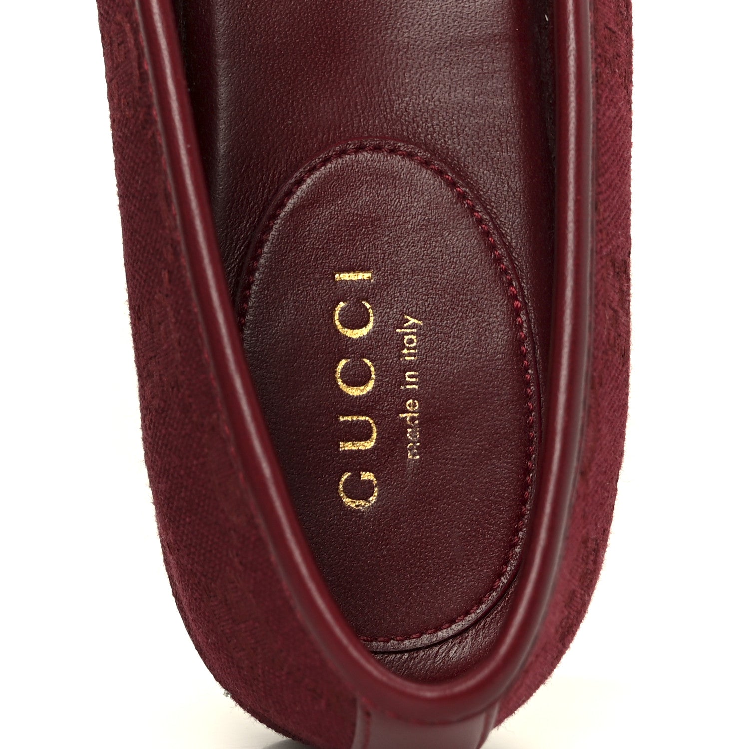 Gucci GG Monogram Horsebit Ballet Flats 37.5 Rosso Ancora