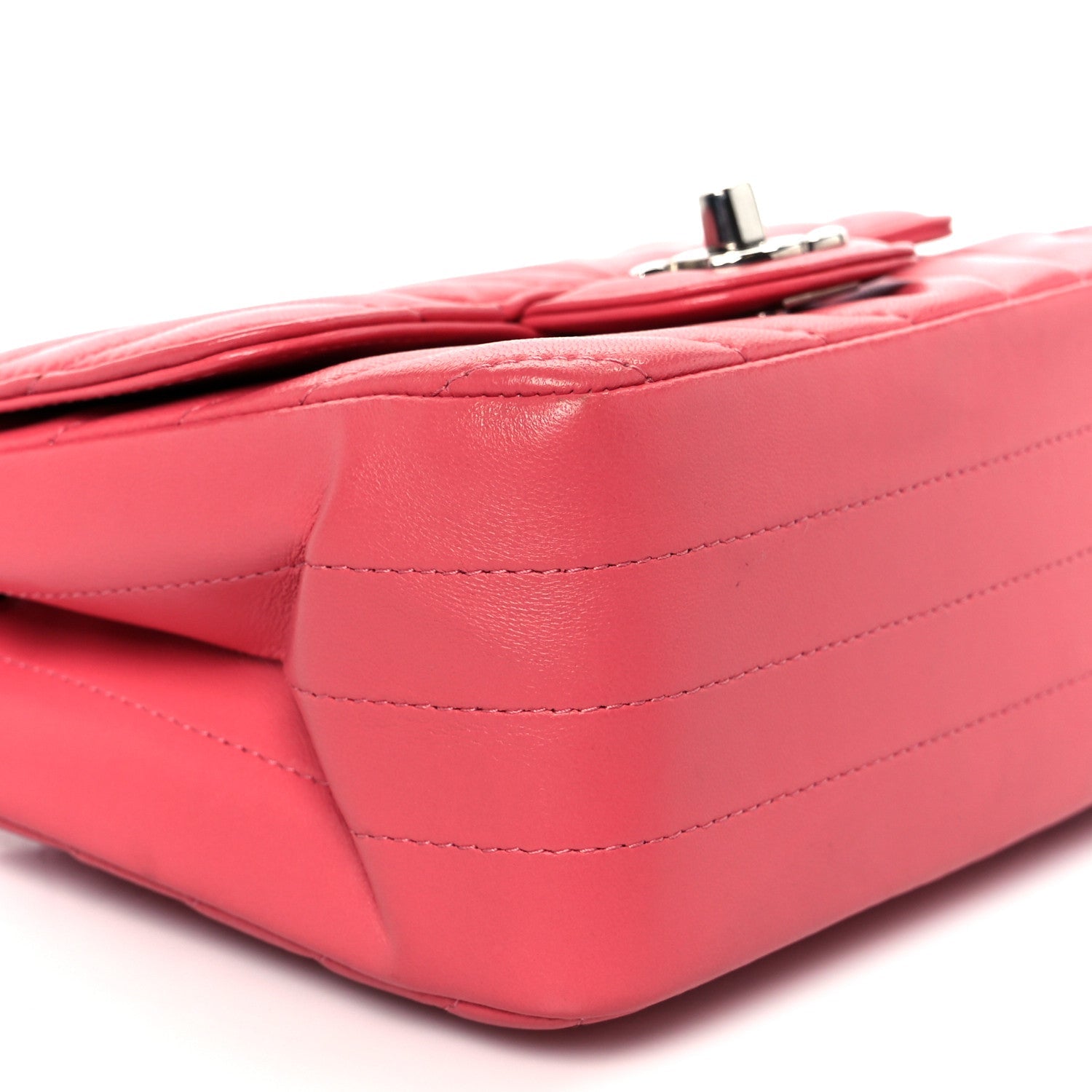 Chanel Lambskin Chevron Quilted Mini Square Flap Pink