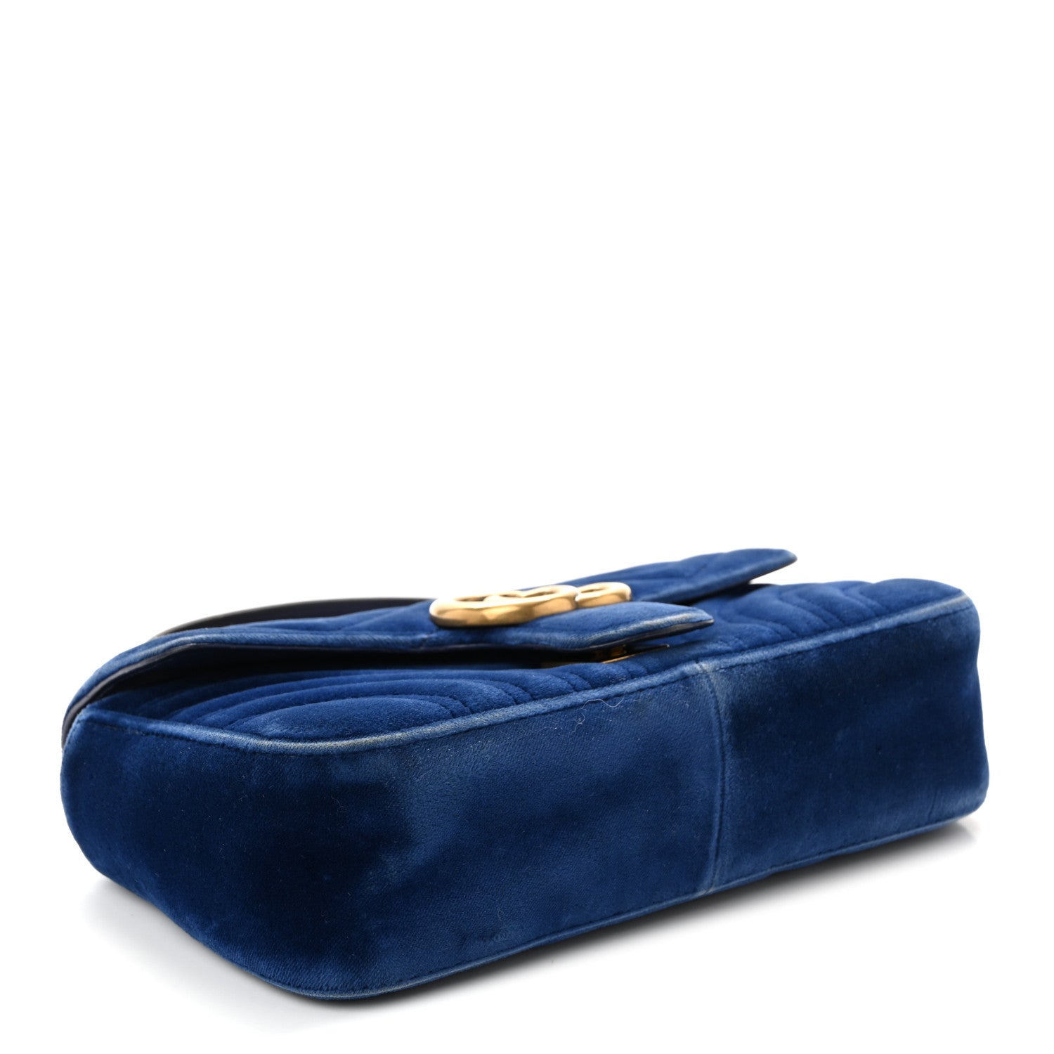 Gucci Velvet Matelasse Mini GG Marmont Shoulder Bag Cobalt Blue