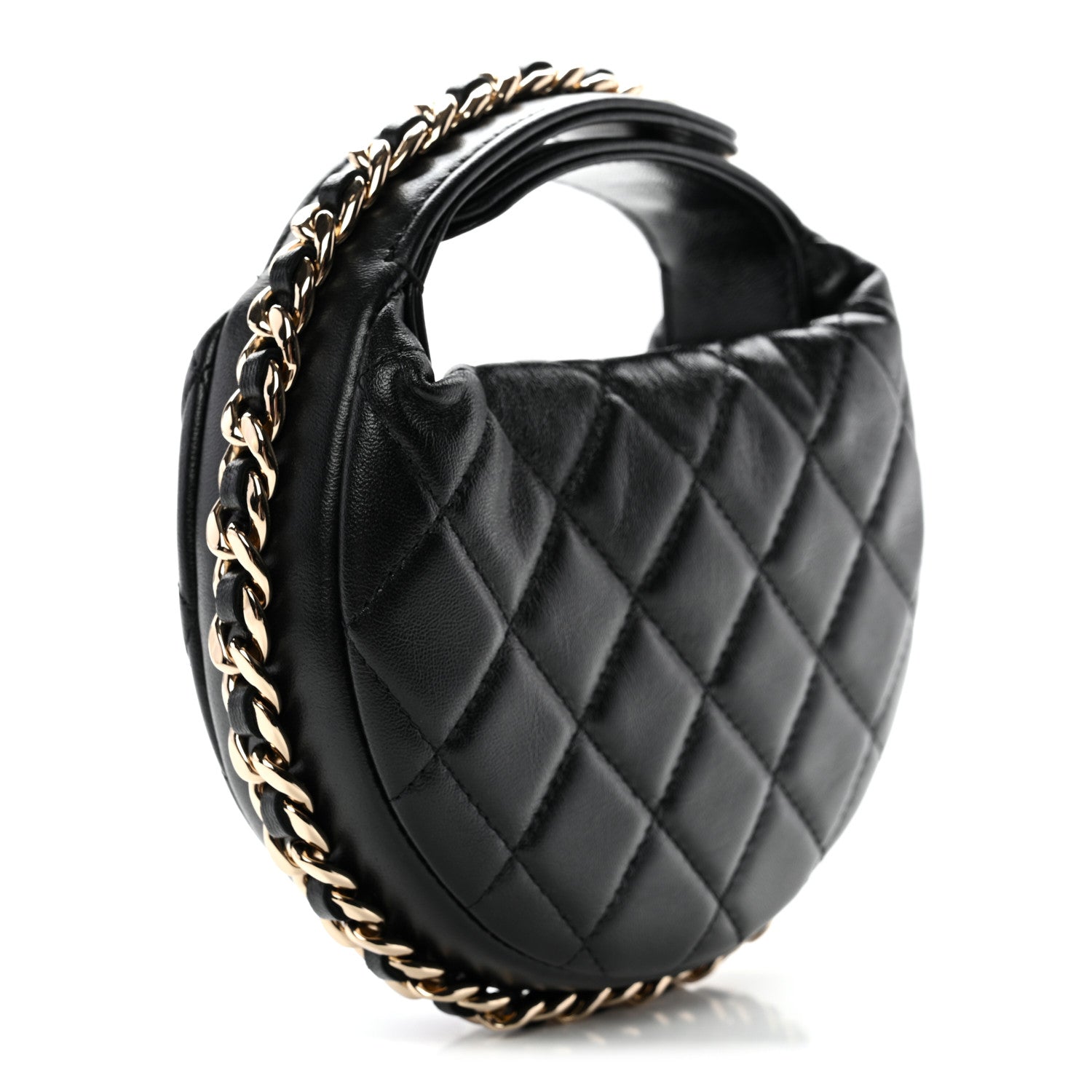Chanel Lambskin Quilted Chain Around Pouch Black