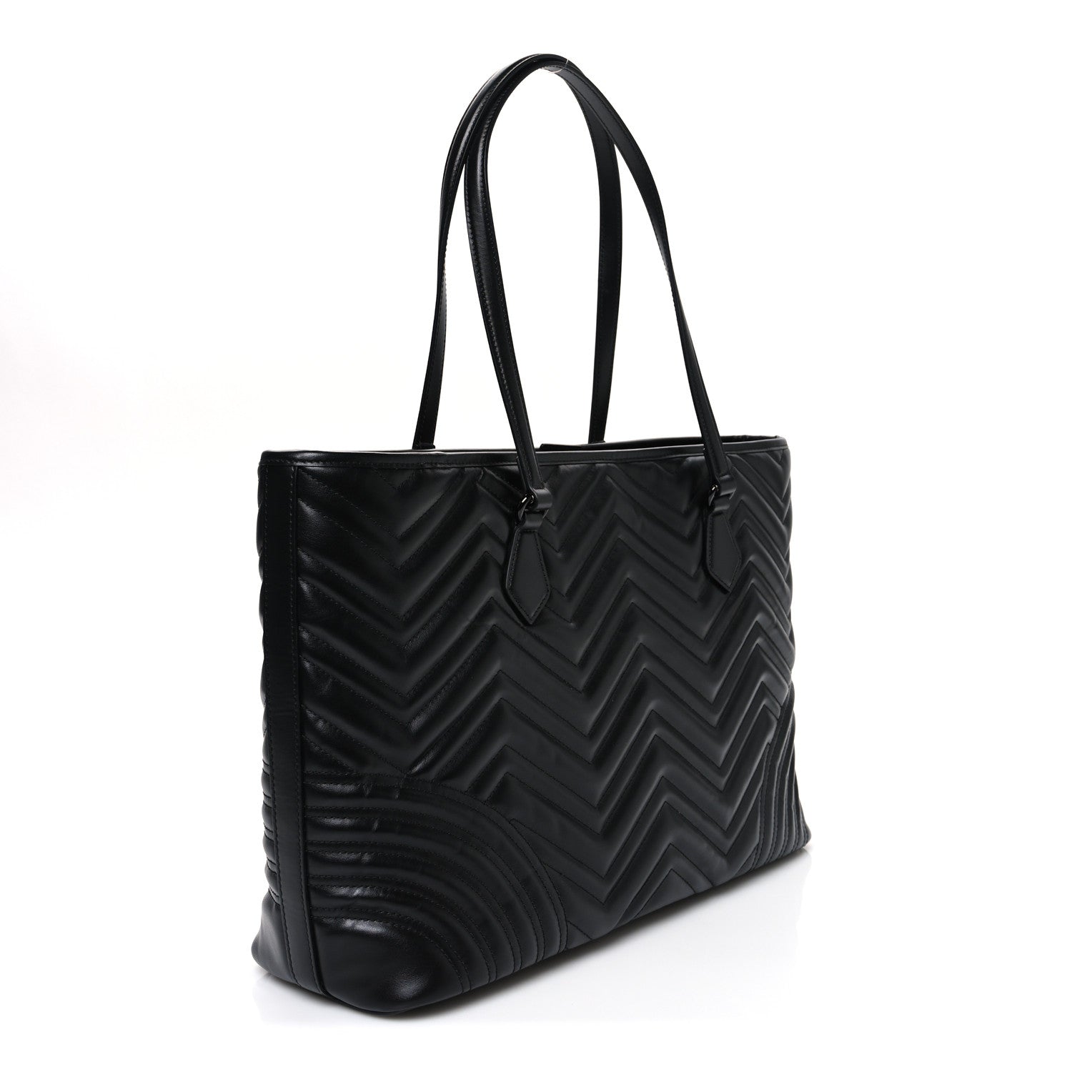 Gucci Calfskin Matelasse Monochrome Large GG Marmont Tote Bag Black