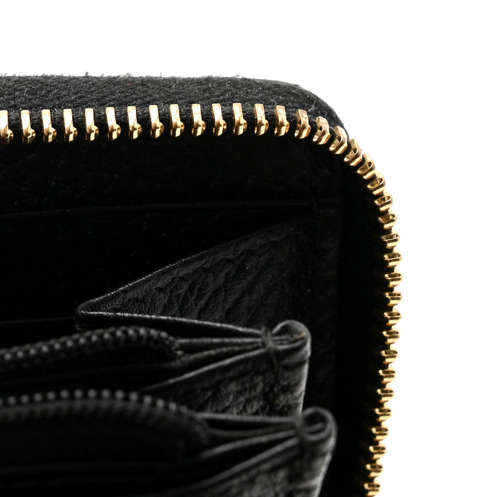 Gucci Dollar Calfskin GG Supreme Monogram GG Marmont Zip Around Wallet Black Beige Ebony