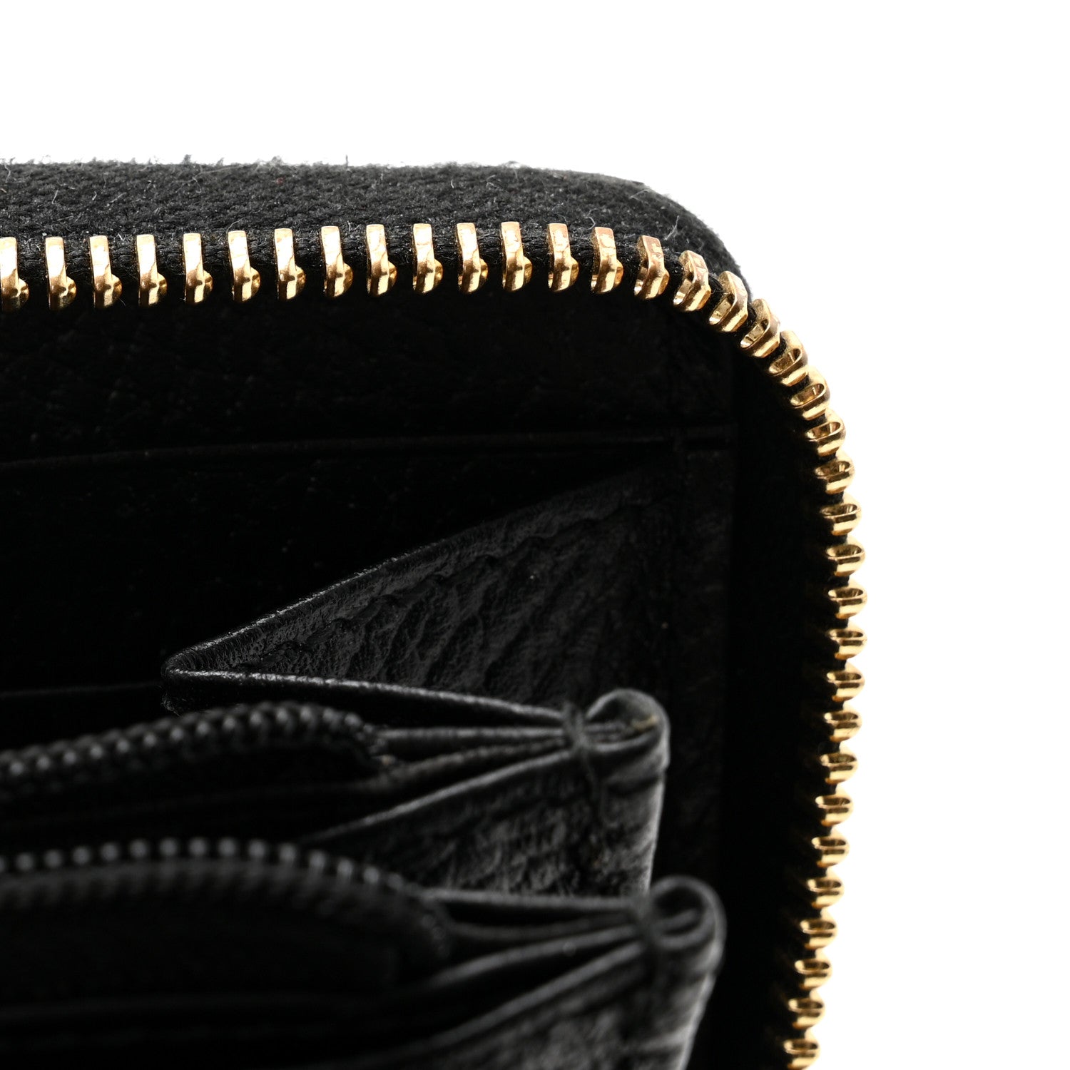 Gucci Dollar Calfskin GG Supreme Monogram GG Marmont Zip Around Wallet Black Beige Ebony