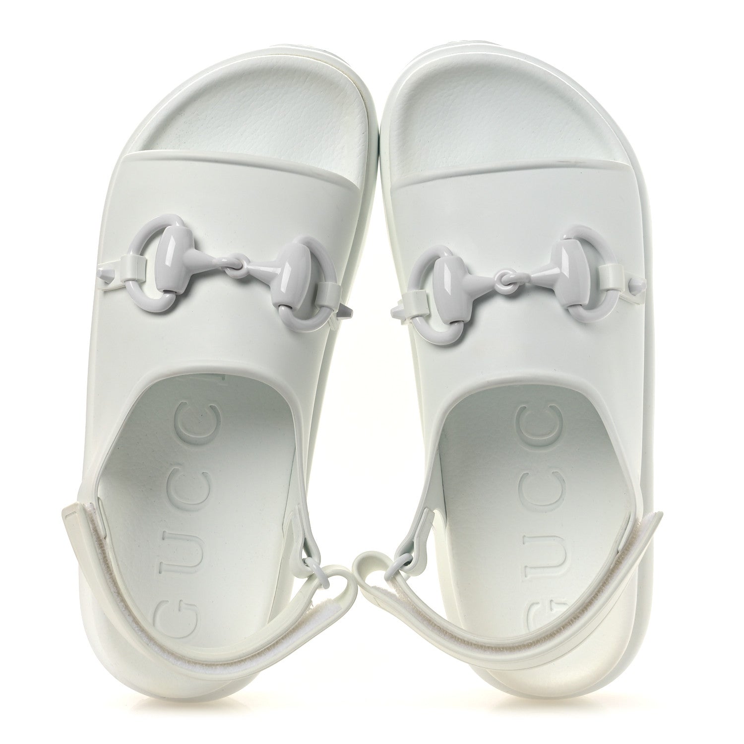 Gucci Soft Rubber Horsebit Touch Womens Strapped Sandals 38 Great White