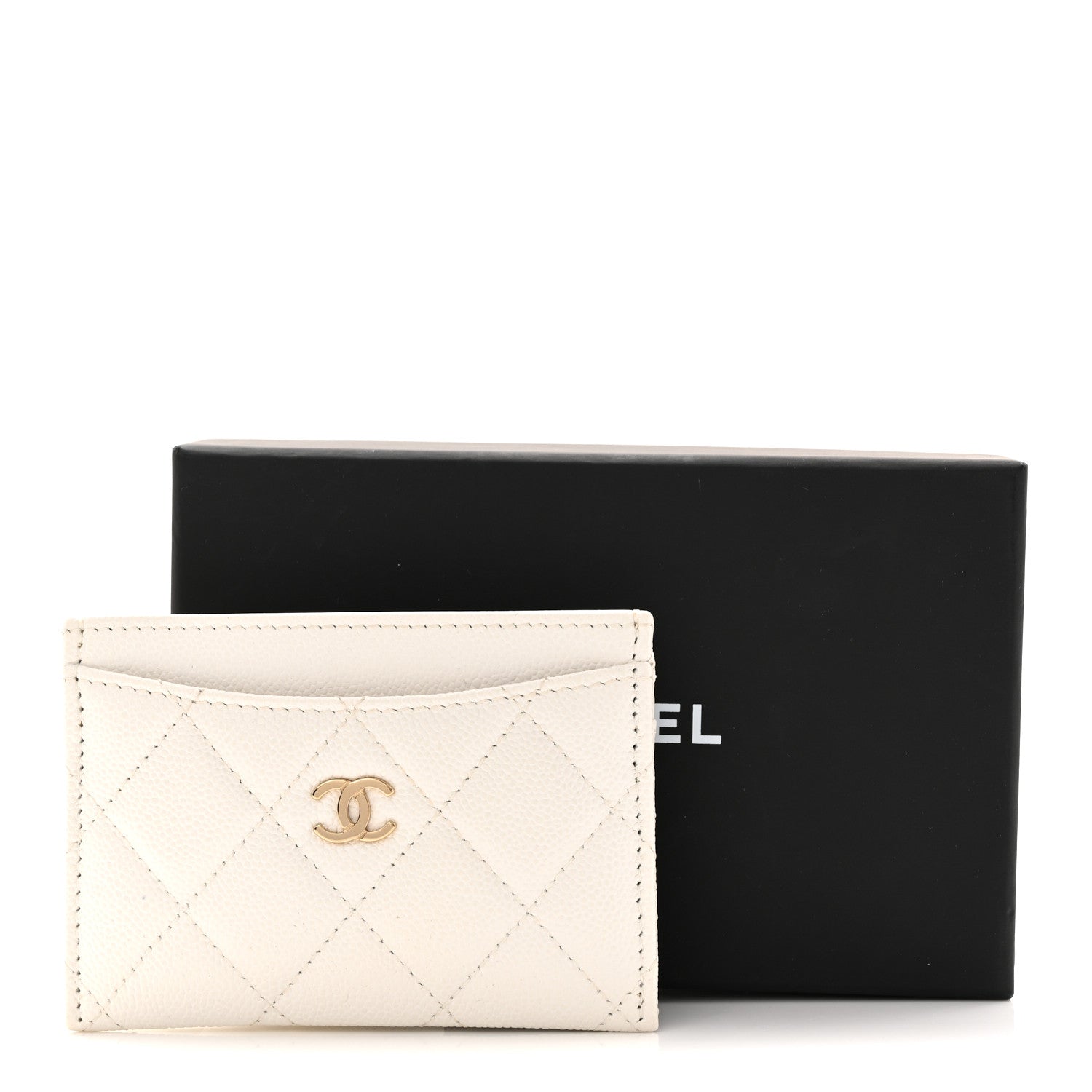 Caviar Quilted Card Holder White