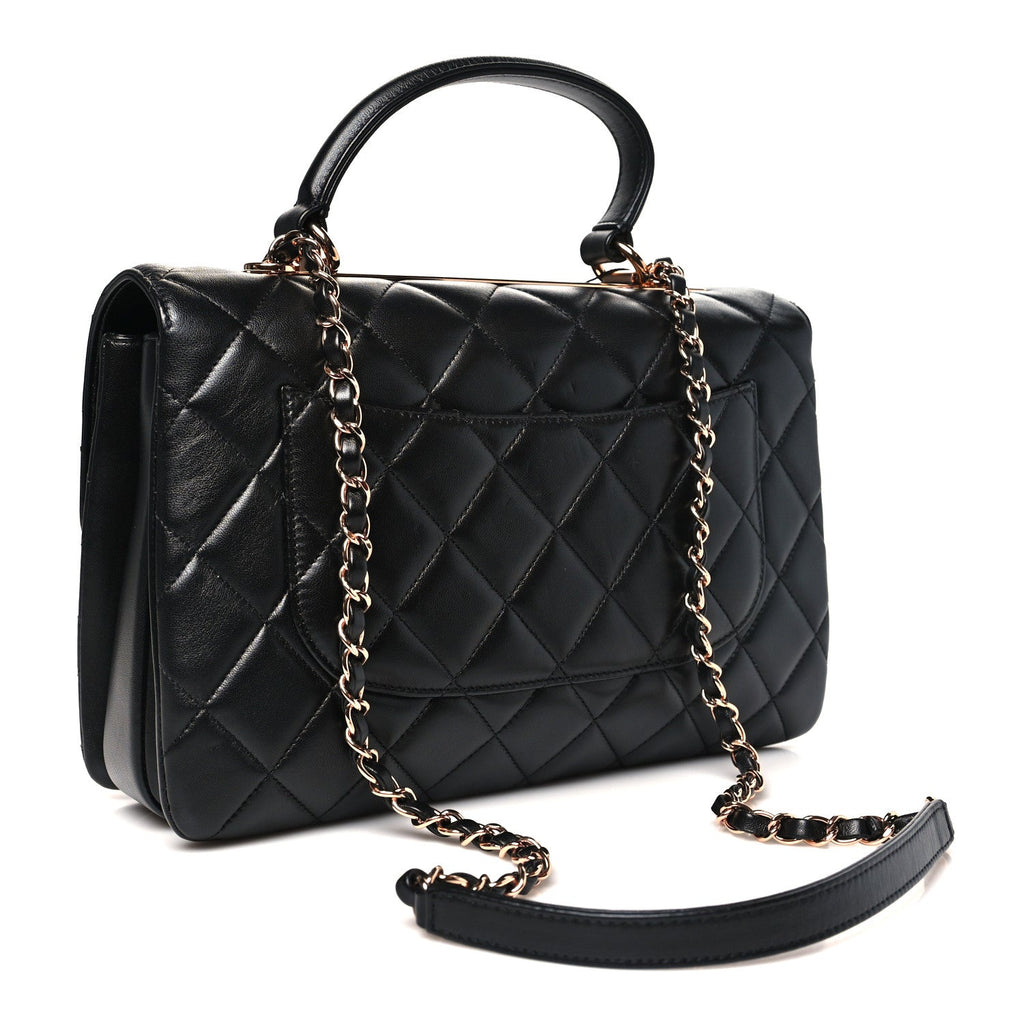 Chanel Lambskin Quilted Medium Trendy CC Flap Dual Handle Bag Black