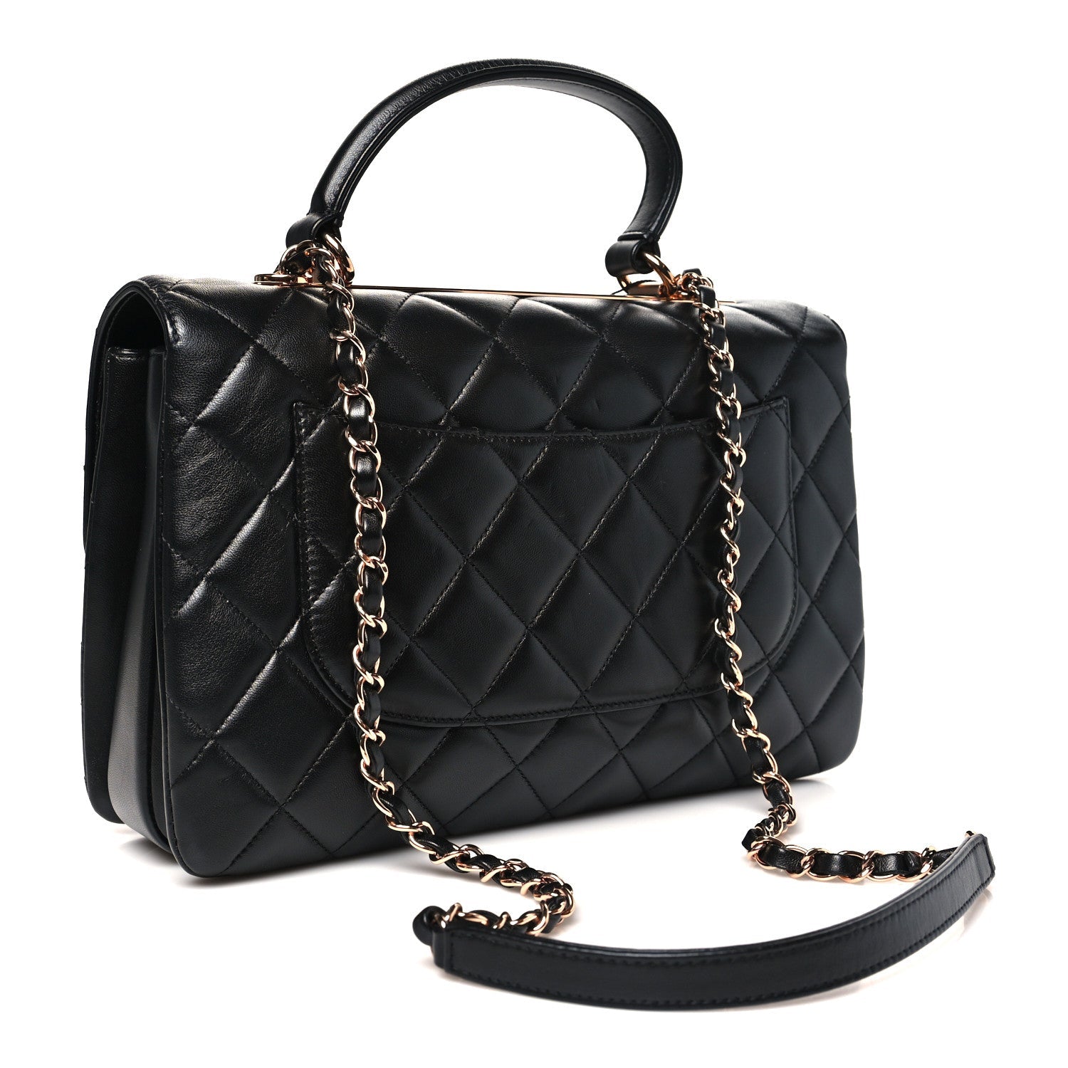 Chanel Lambskin Quilted Medium Trendy CC Flap Dual Handle Bag Black