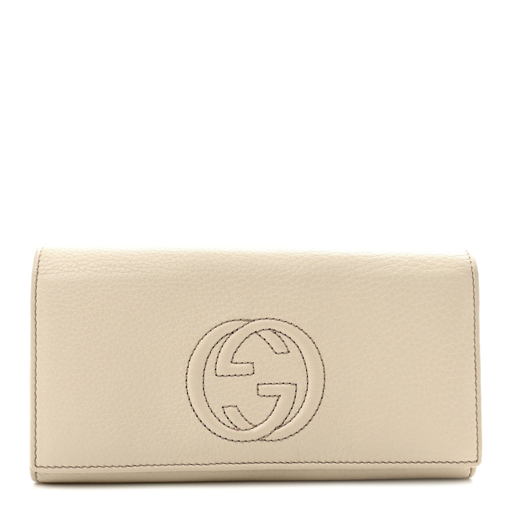 Gucci Pebbled Calfskin Large Soho Continental Wallet Off White