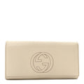 Gucci Pebbled Calfskin Large Soho Continental Wallet Off White