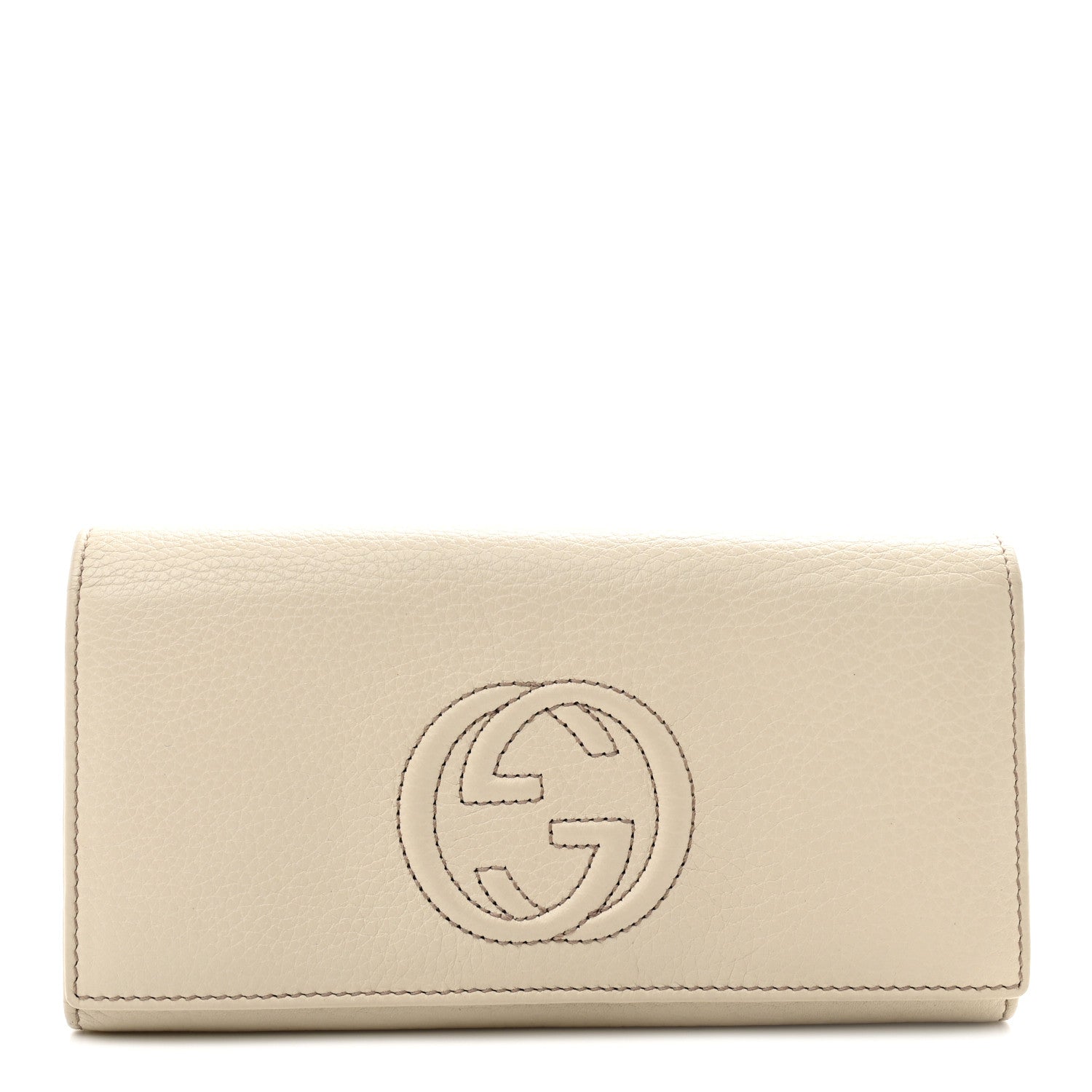 Gucci Pebbled Calfskin Large Soho Continental Wallet Off White