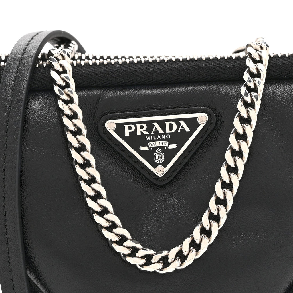 Prada Nappa Soft Padded Mini Triangle Crossbody Pouch Black