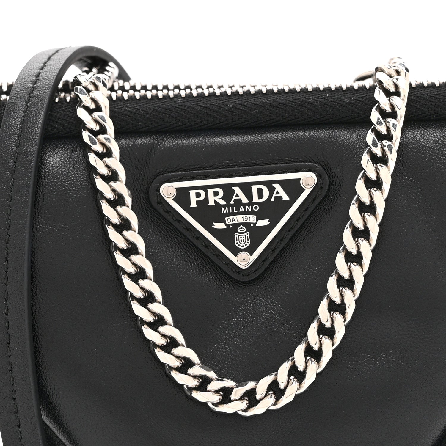 Prada Nappa Soft Padded Mini Triangle Crossbody Pouch Black