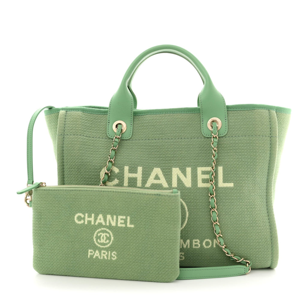 Chanel Mixed Fibers Small Deauville Tote Green
