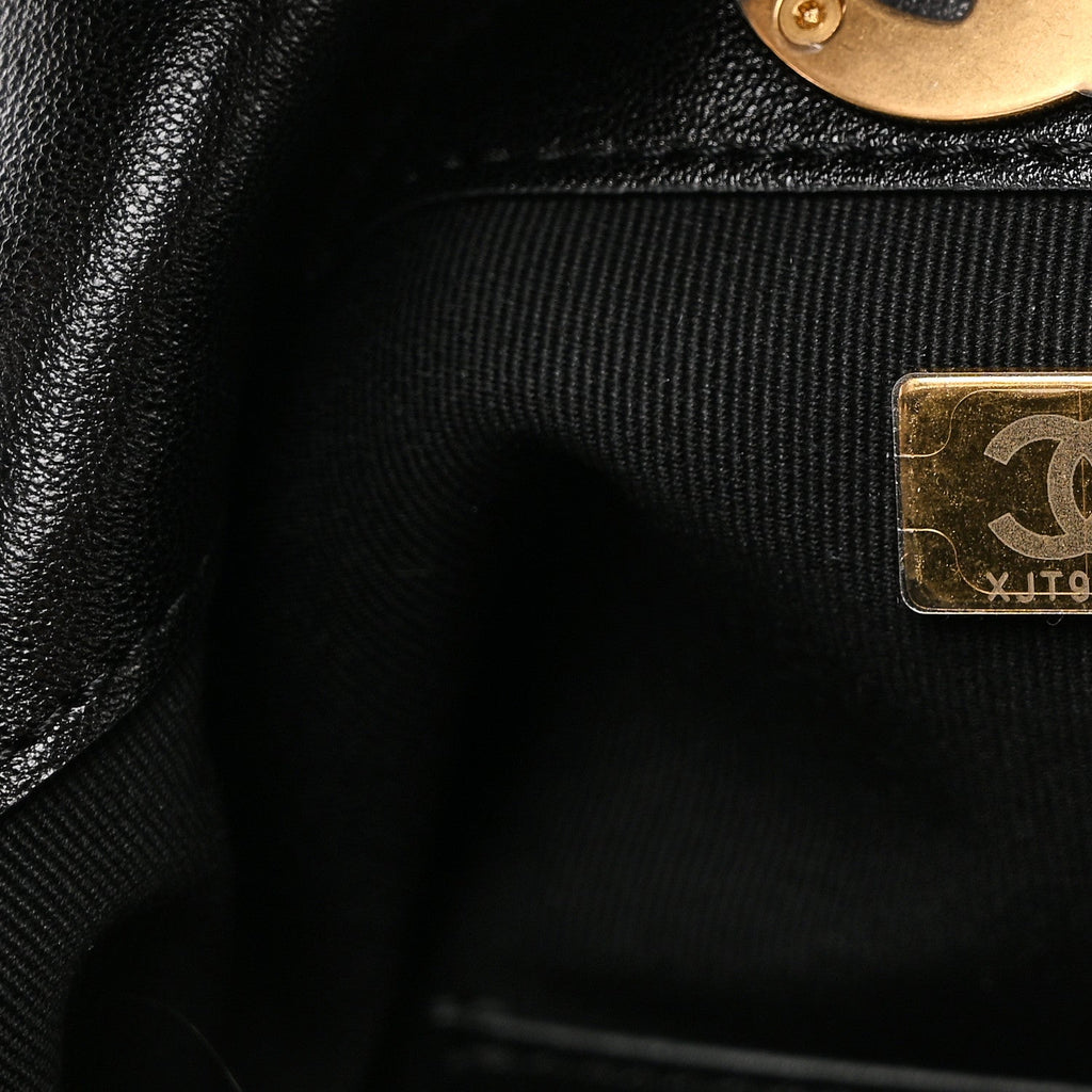 Chanel Suede Calfskin Shiny Lambskin Quilted Small Coco Base Shopping Bag Beige Black