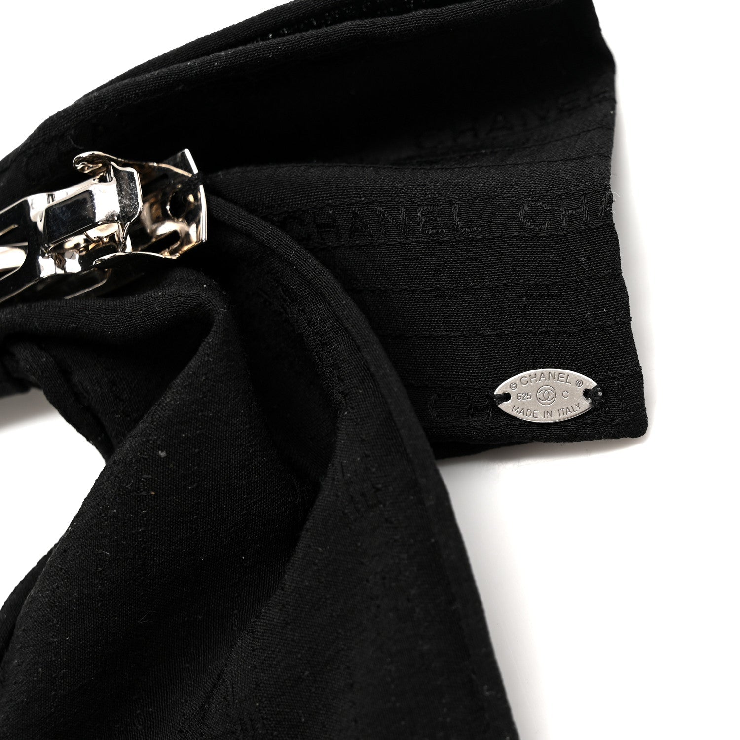 Chanel Silk Bow Hair Clip Black