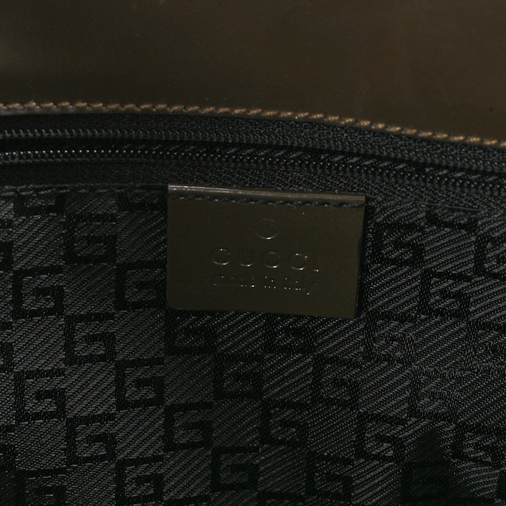 Gucci Patent Bardot Shoulder Bag Olive Green