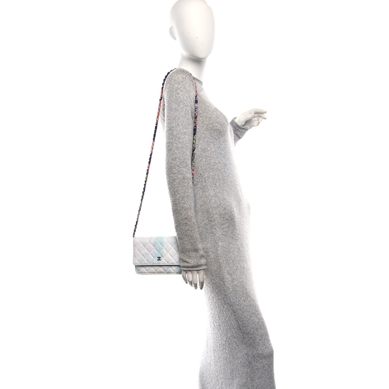 Chanel Canvas Quilted Jungle Jeans Wallet on Chain WOC Multicolor