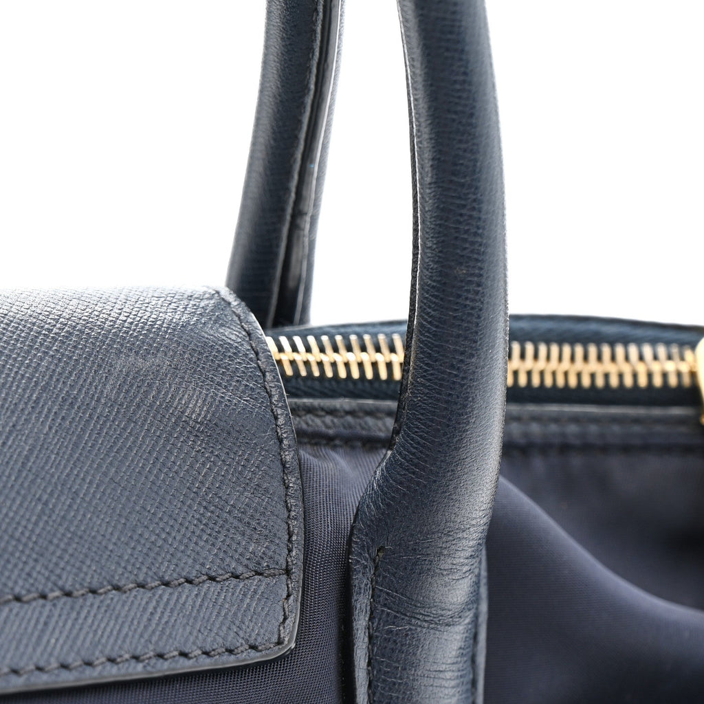 Prada Tessuto Nylon Saffiano Shopping Tote Navy