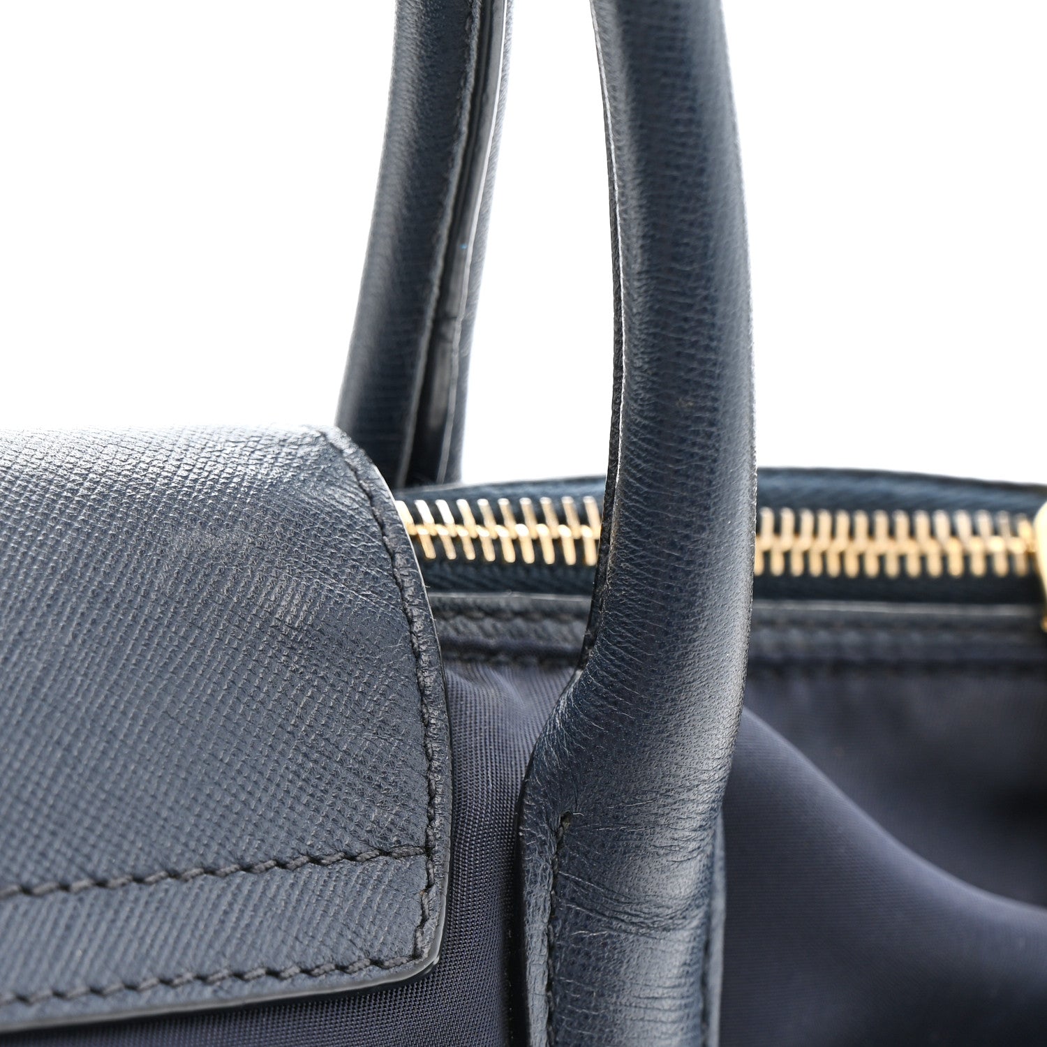 Prada Tessuto Nylon Saffiano Shopping Tote Navy