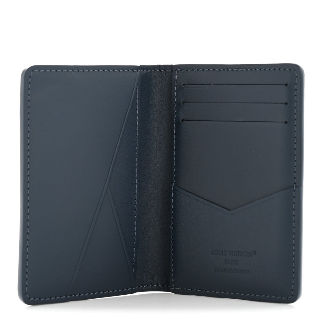 Louis Vuitton Calfskin Monogram Shadow Pocket Organizer Navy Blue White