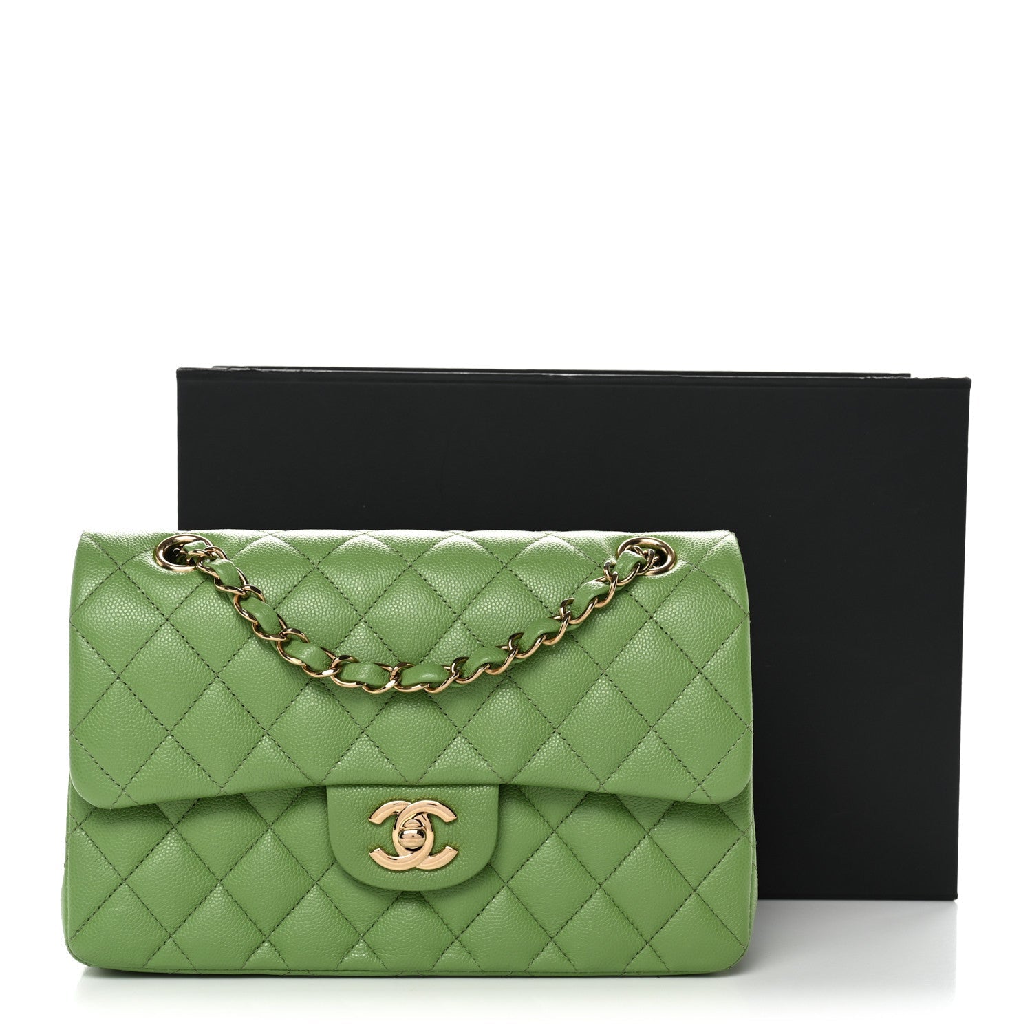 Chanel Caviar Quilted Small Double Flap Green