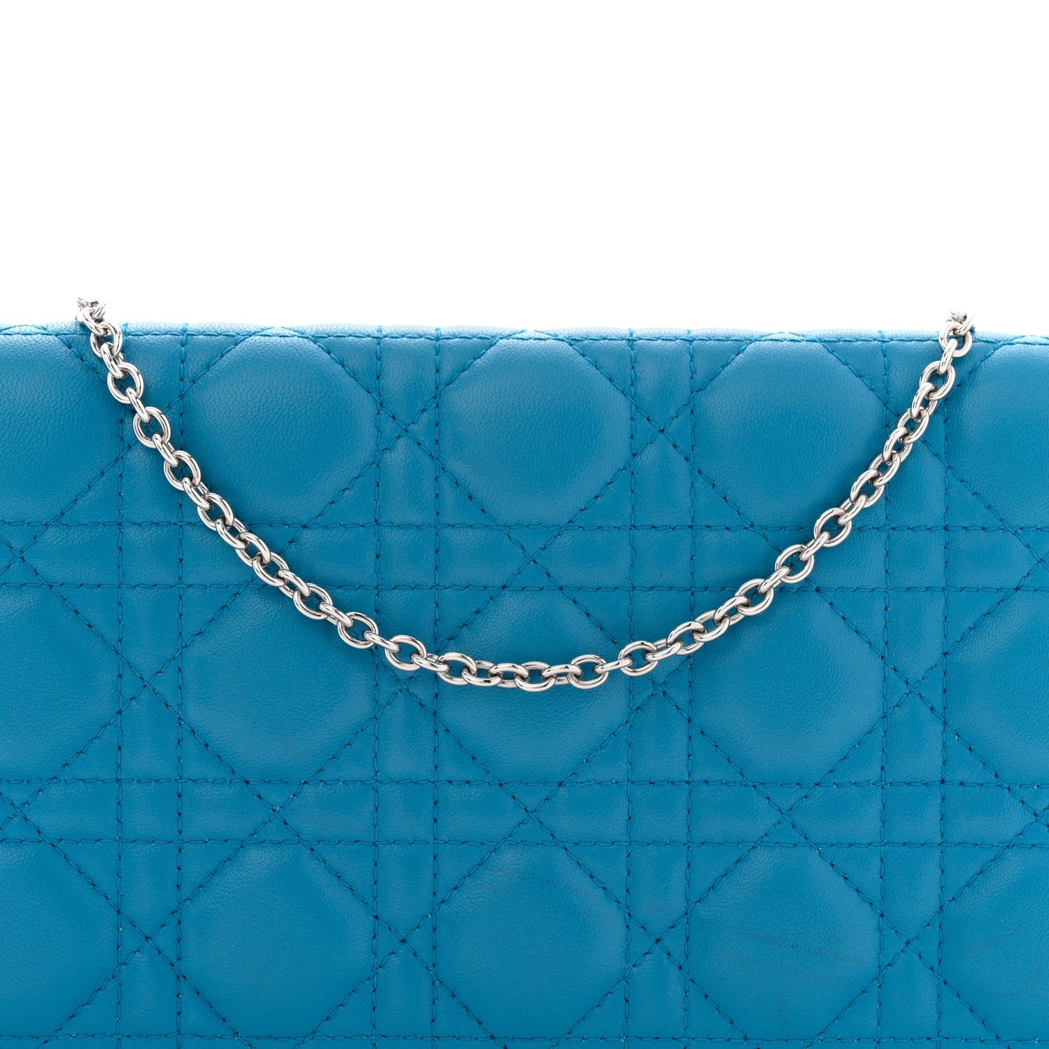 Christian Dior Lambskin Cannage Lady Dior Convertible Clutch Blue
