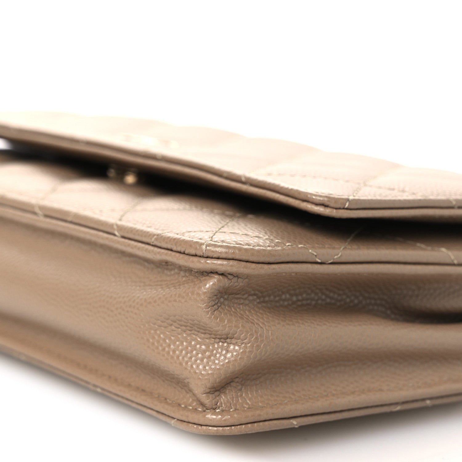Chanel Caviar Quilted Wallet on Chain WOC Dark Beige