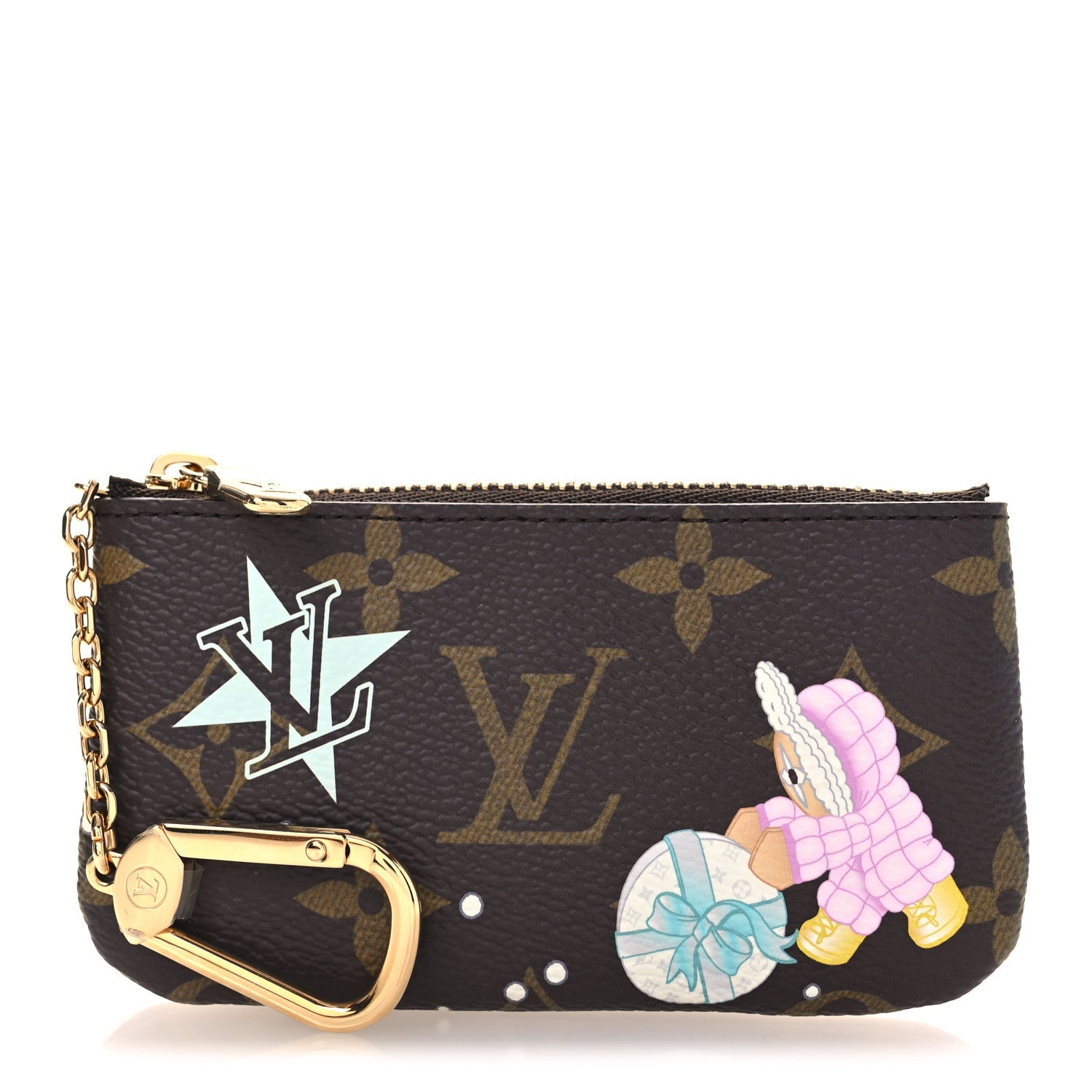 Louis Vuitton Monogram 2025 Christmas Animation Key Pouch Azur Frost