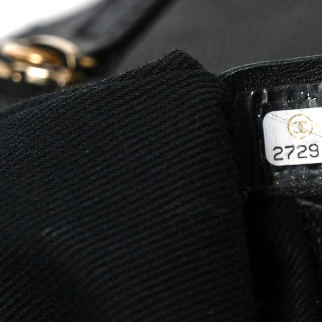 Chanel Caviar Diamond Stitched Top Handle Flap Black