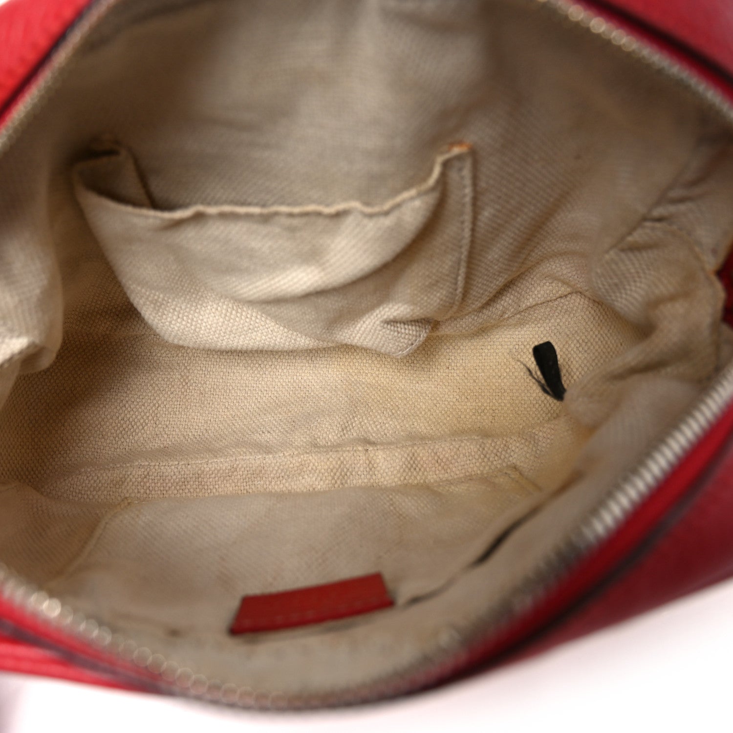 Gucci Pebbled Calfskin Small Soho Disco Bag Tabasco Red