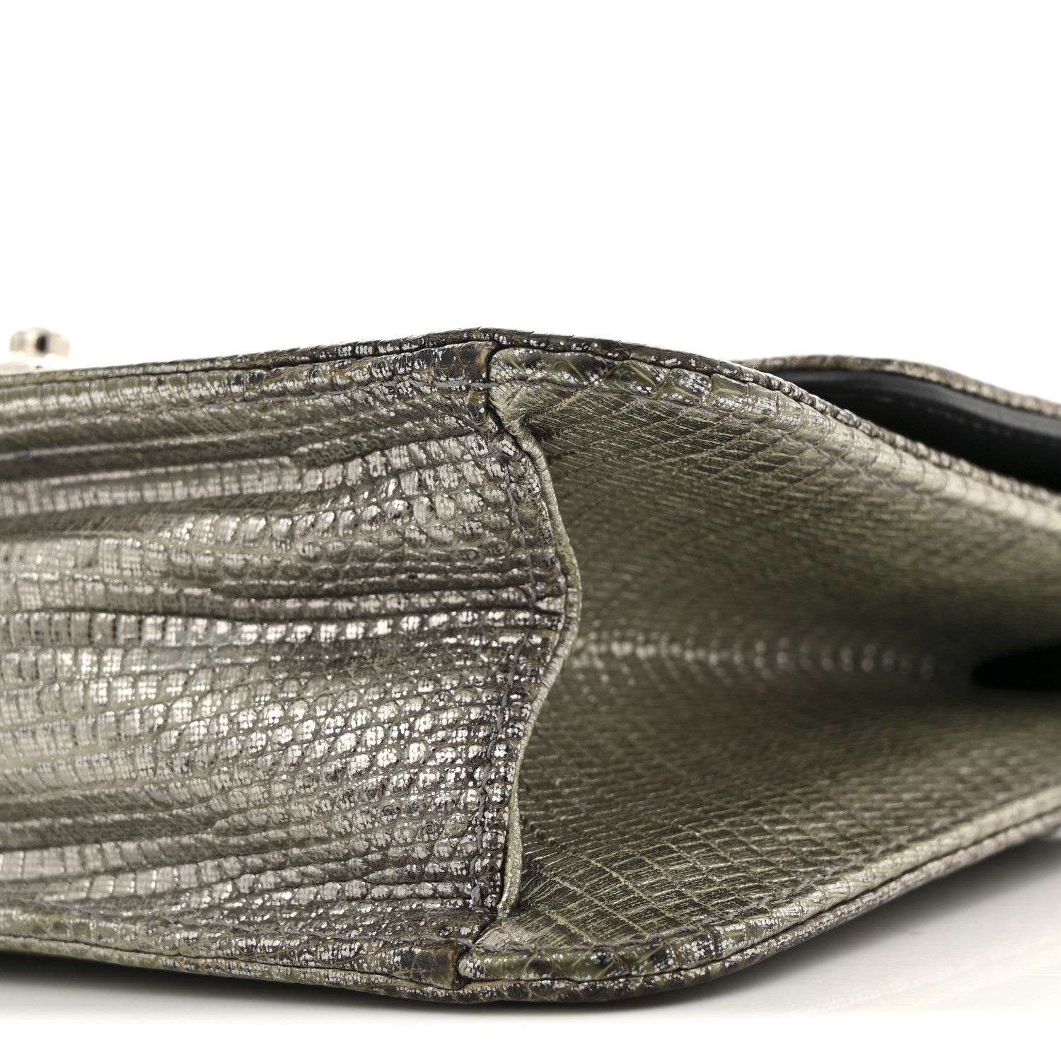 Christian Dior Metallic Lizard Miss Dior Promenade Pouch Gunmetal