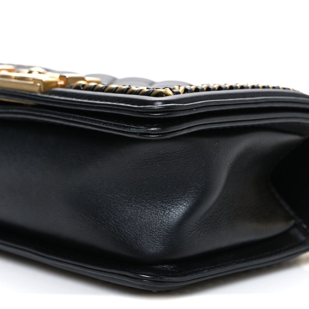 Chanel Lambskin Quilted Small Top Handle Boy Flap Black
