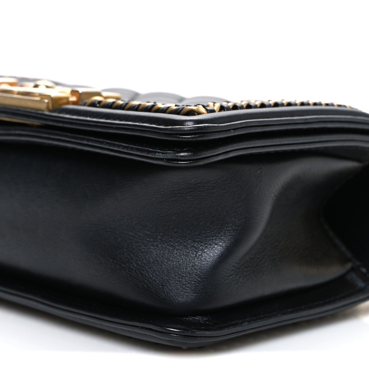 Chanel Lambskin Quilted Small Top Handle Boy Flap Black