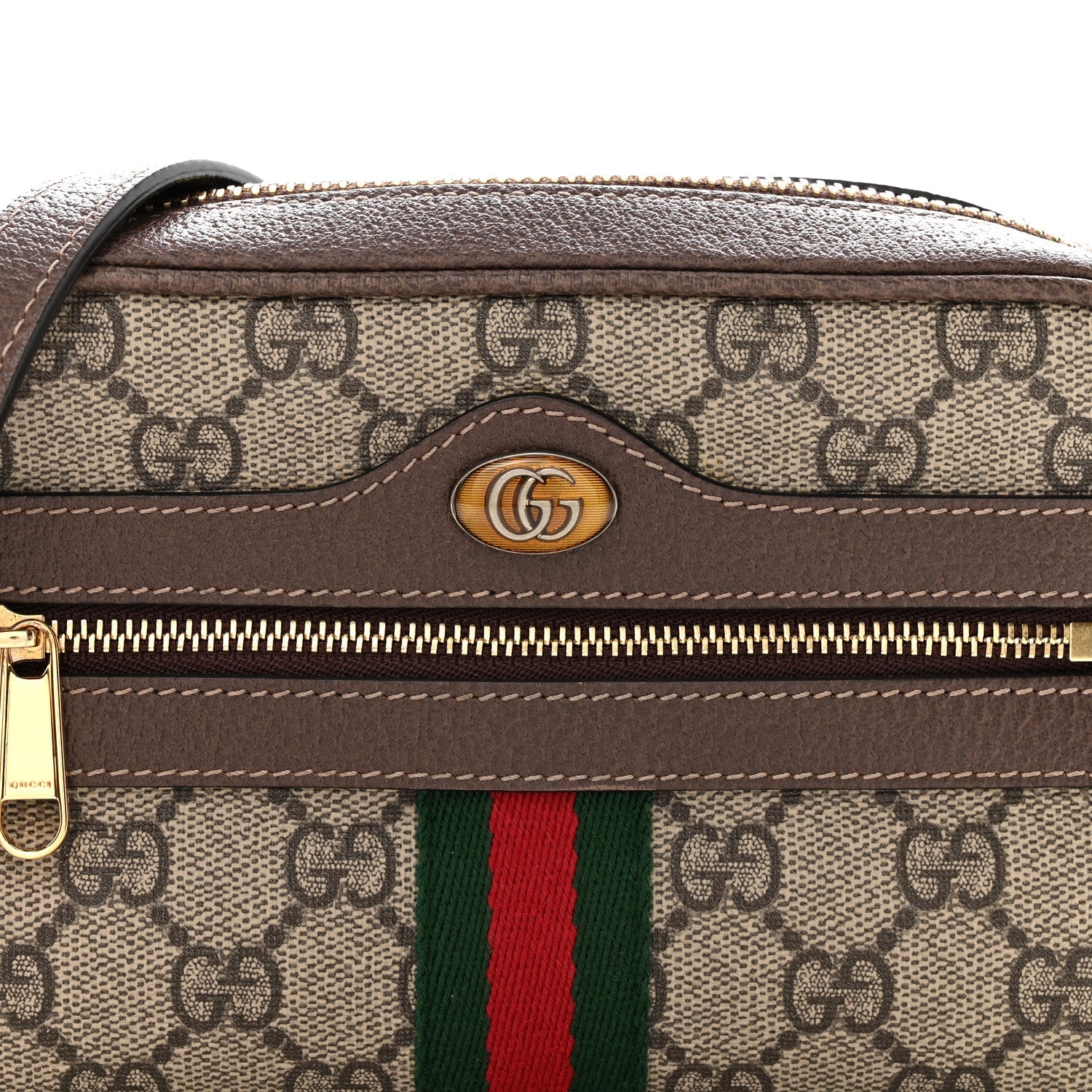 Gucci GG Supreme Monogram Web Mini Ophidia Shoulder Bag Brown