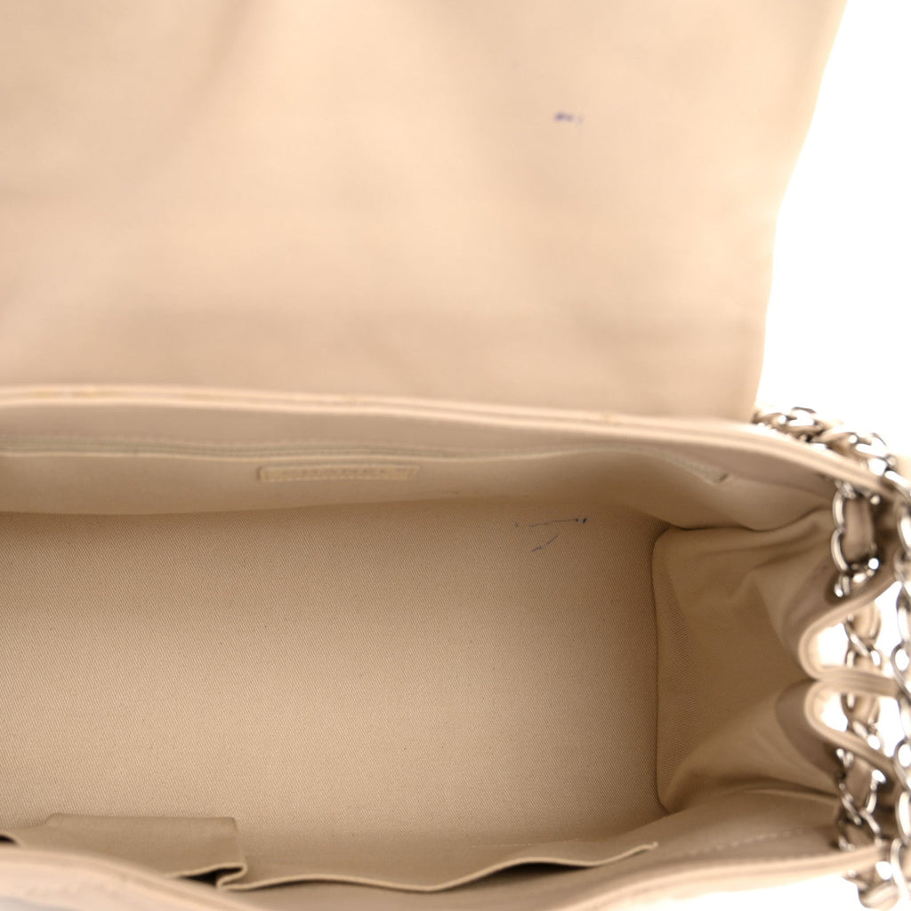 Chanel Calfskin Double Stitch Large Hamptons Flap Bag Beige