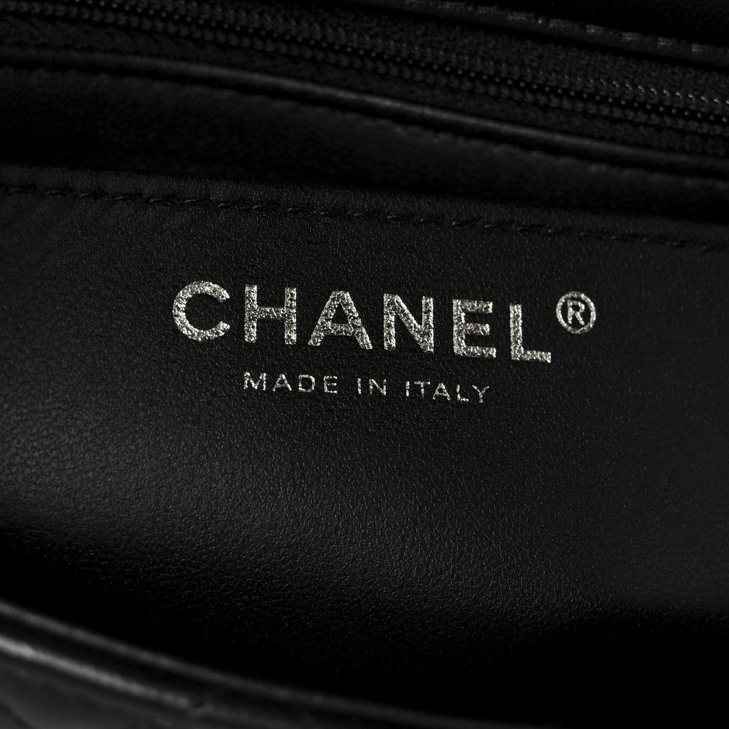 Chanel Lambskin Quilted Mini Top Handle Rectangular Flap So Black