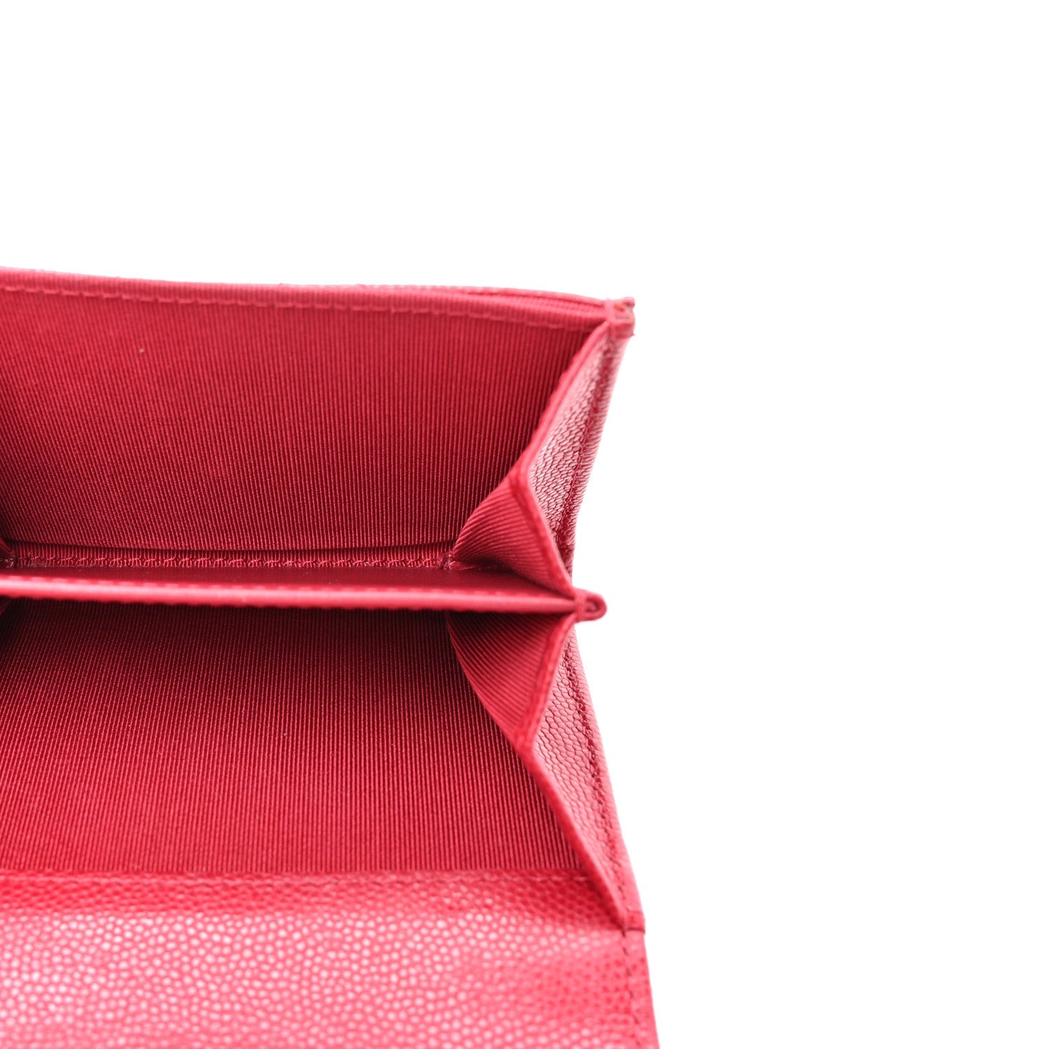 Caviar Quilted Flap Card Holder Wallet Red
