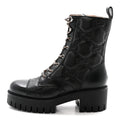 Gucci Cordovan Lux Nappa GG Matelasse Lace Up 60mm Combat Boots 40 Black