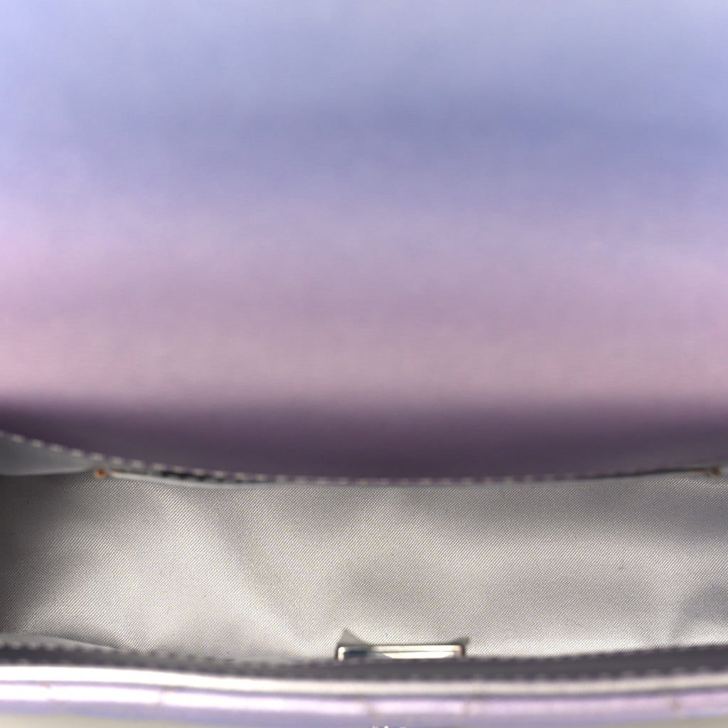 Chanel Gradient Metallic Calfskin Quilted Clutch Silver Blue Yellow Purple