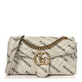 Gucci X BALENCIAGA Calfskin Matelasse Logo Print Small GG Marmont Shoulder Bag White