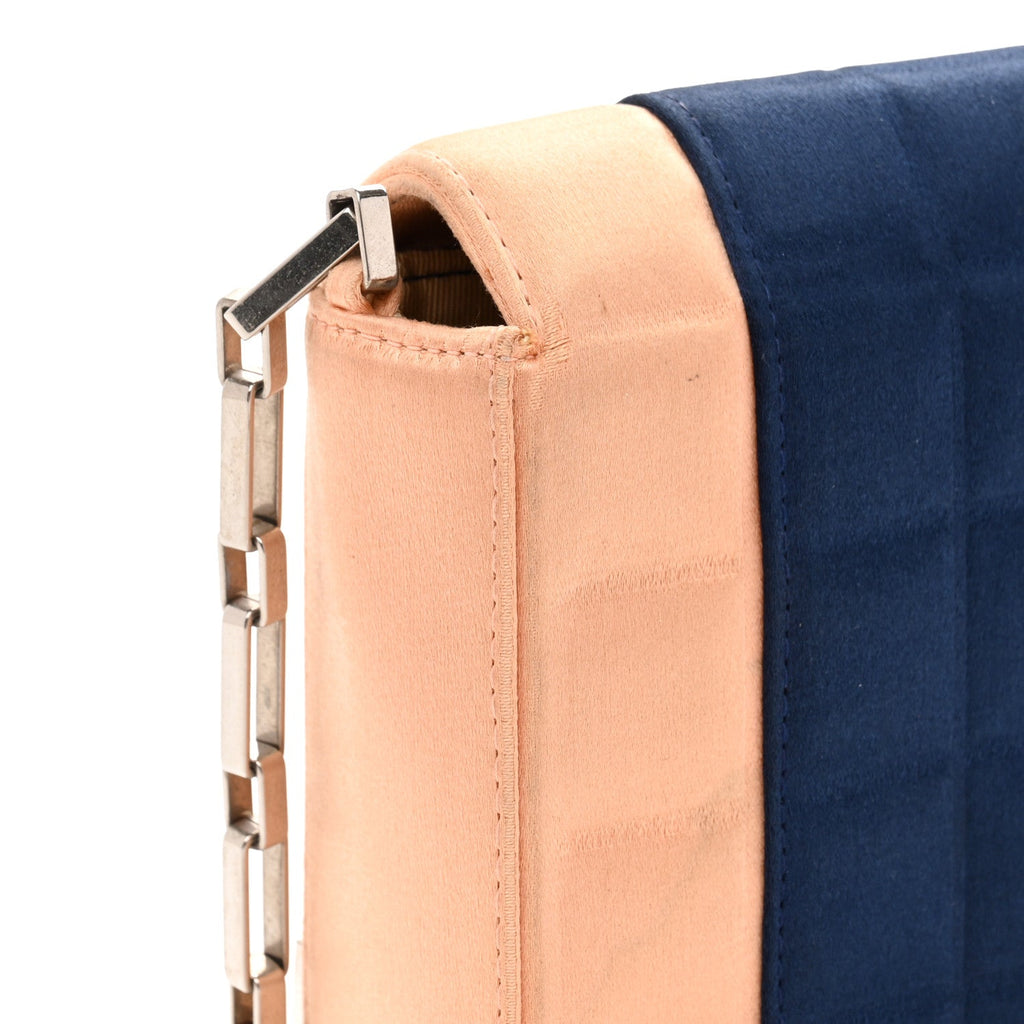 Chanel Satin Chocolate Bar Flap Blue Light Pink