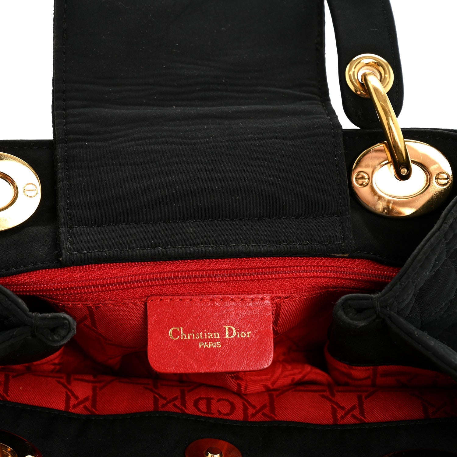Christian Dior Nylon Cannage Medium Lady Dior Black