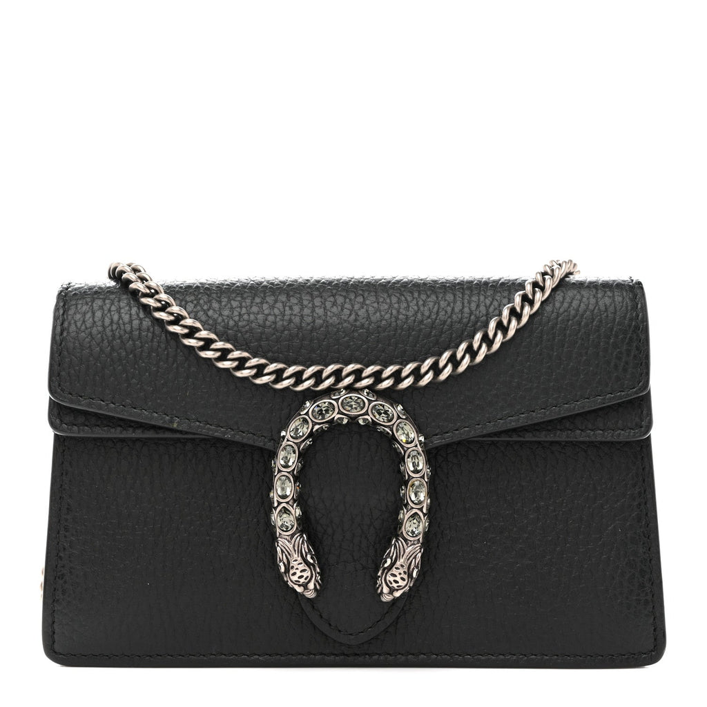 Gucci Dollar Calfskin Crystal Super Mini Dionysus Shoulder Bag Black