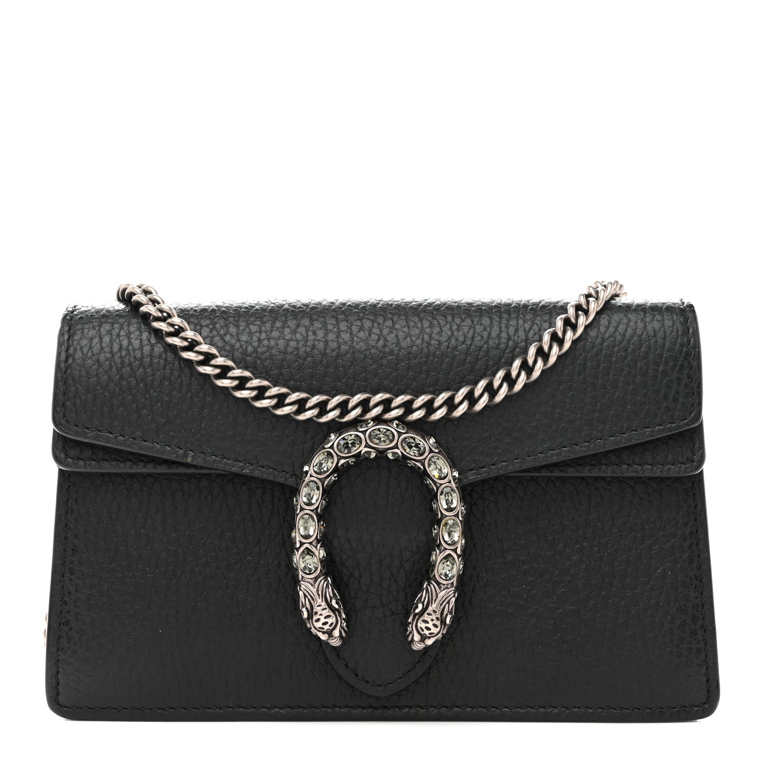 Gucci Dollar Calfskin Crystal Super Mini Dionysus Shoulder Bag Black
