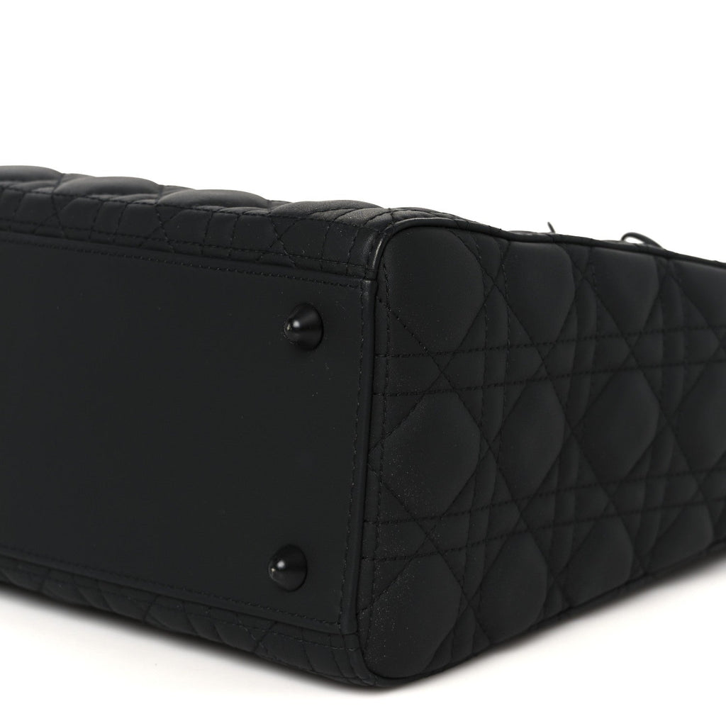Christian Dior Ultra Matte Calfskin Cannage Large Lady Dior Black
