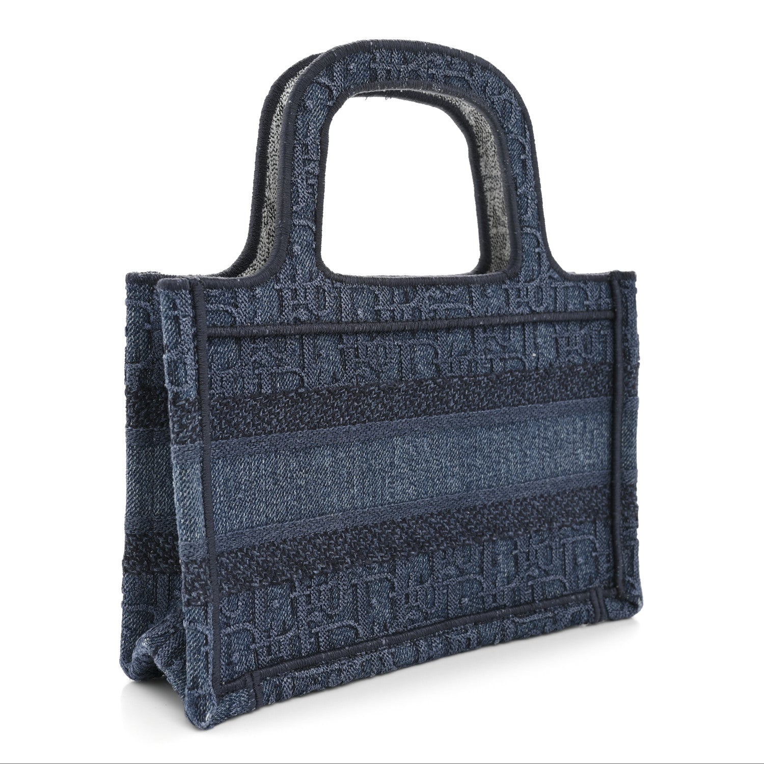 Christian Dior Oblique Denim Mini Book Tote Blue