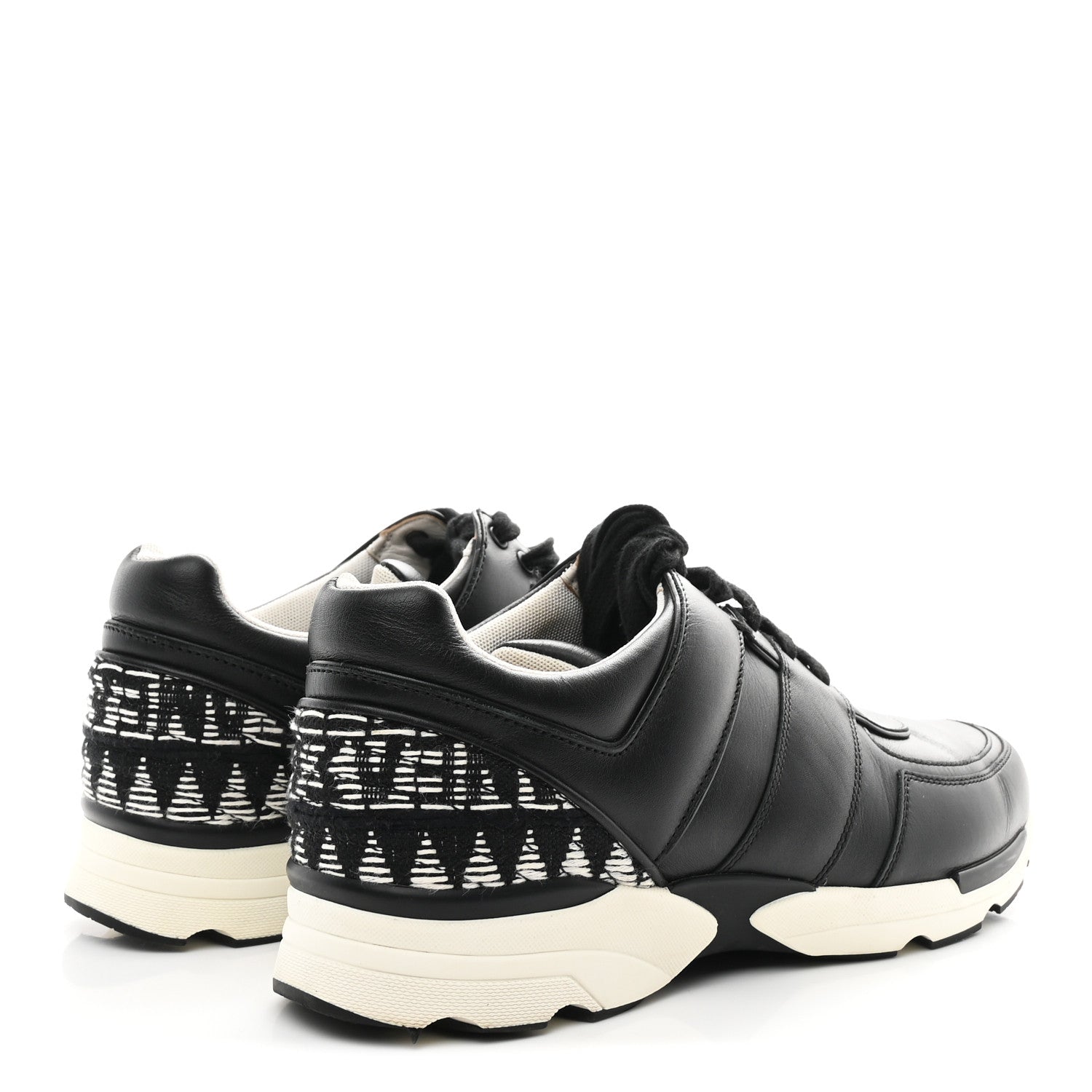 Calfskin Tweed CC Sneakers 41 Black White